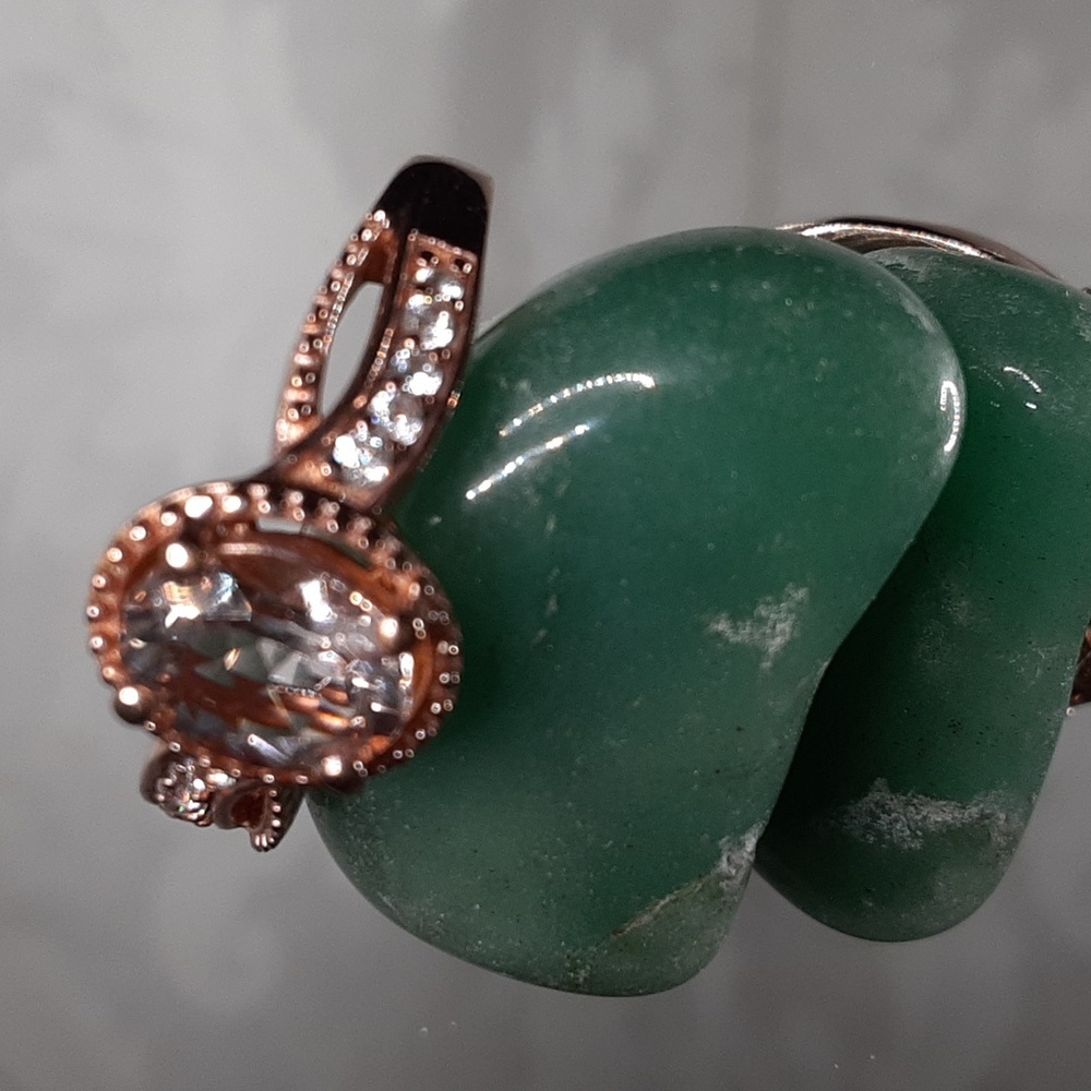 925 Rose Gold Over Sterling, Morganite And Zircon Ring. - Picture 5 of 7